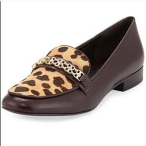 Tory Burch Gemini Leopard Brown Leather Loafer 6